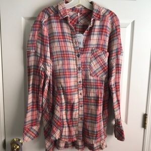 Free People m plaid L/S shirt with pocket
